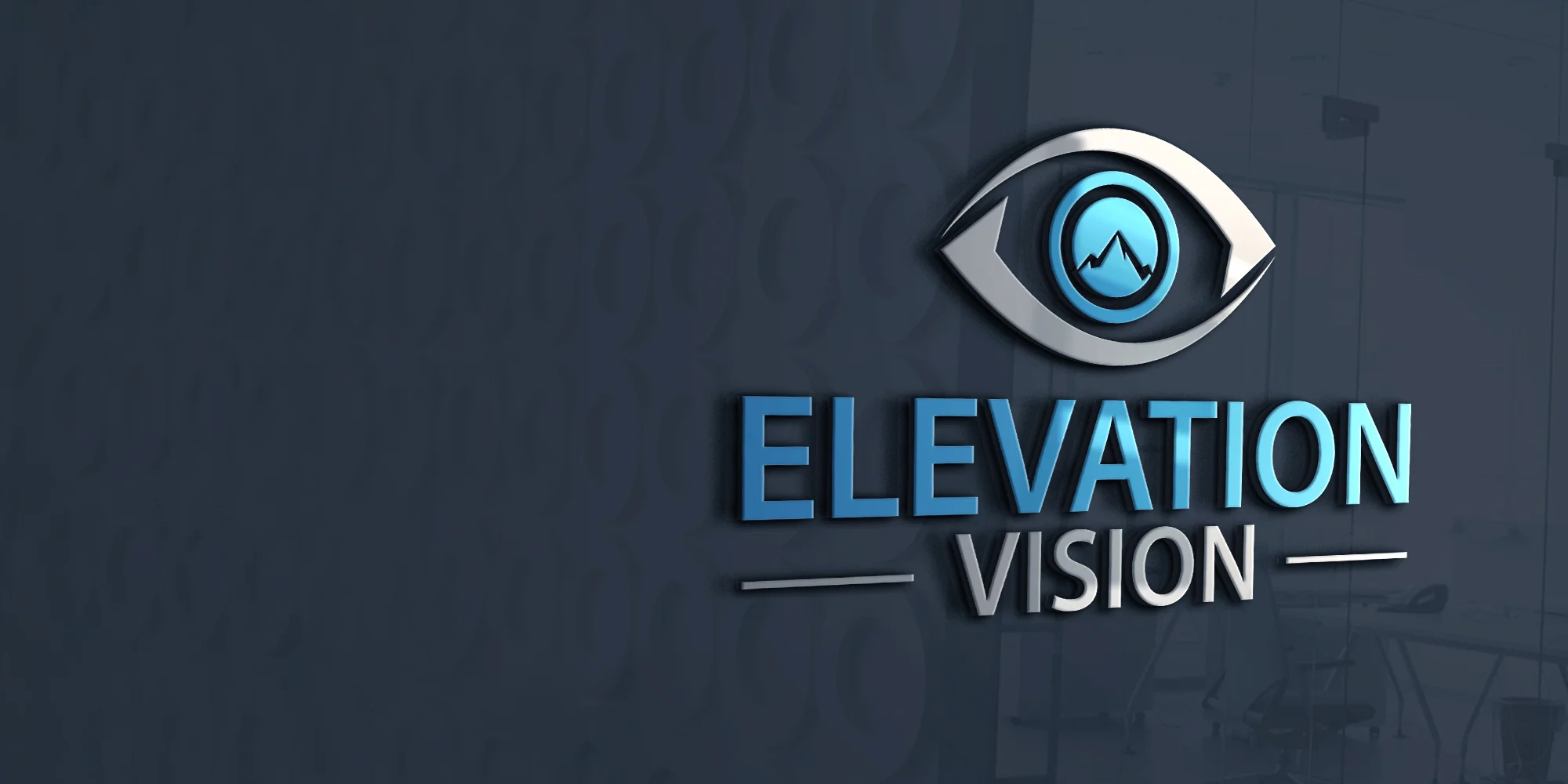 The Elevation Vision Logo against a background image of an office space